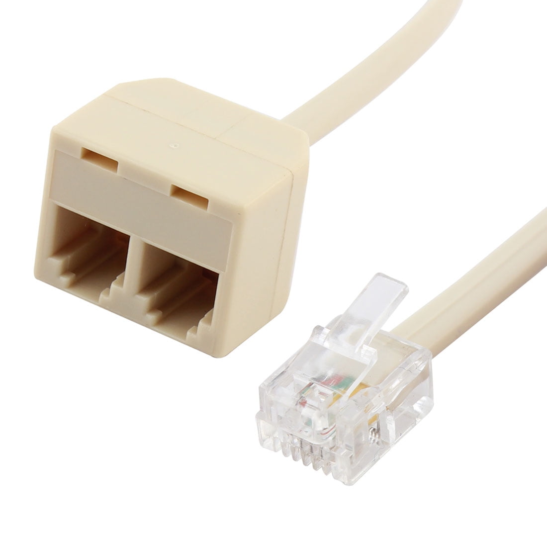 Plastic RJ11 Male to Female 2 Way Telephone Connector Splitter
