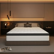Doubleslee Full Size Memory Foam Mattress, 10" Boxed Memory Foam Hybrid Spring with Motion Isolation and Pressure Relief - Black and White