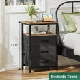 thumbnail image 3 of Nightstand with Charging Station, 27.6 Inch Bedside Table with Fabric Drawers, End Table with USB Ports and Outlets, Night Stand for Bedroom,Rustic Brown and Black, 3 of 18