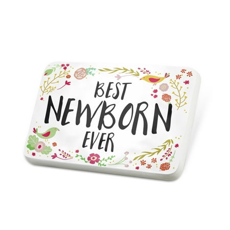 Porcelein Pin Happy Floral Border Newborn Lapel Badge – NEONBLOND