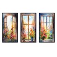 thumbnail image 2 of Designart "Floral Window Display Nature s III" Floral Window Framed Wall Art Set Of 3 - Red Window Frame Gallery Wall Set For Home Decor, 2 of 7