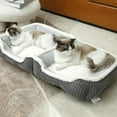 thumbnail image 3 of Dog Beds for Two Small Dogs, Double Cat Beds for Indoor Cats, Super Soft Washable Cat Bed with Anti-Slip & Water-Resistant Bottom, Luxury Durable Kitten Bed Puppy Bed, Rectangle Grey Animal Pet Beds, 3 of 5