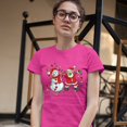 thumbnail image 3 of Tee Hunt Snowman Dabbing with Santa Claus T-Shirt Dab Dance Merry Christmas Women's T-Shirt Tee, Pink, 3X-Large, 3 of 5