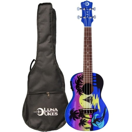 Luna Kauwela Summer Concert Ukulele with Preamp and Gigbag