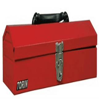 BIG RED ATB213R Torin 16 Portable Metal Tool Box Hip Roof Style Storage  Organizer with Metal Latch Closure, Red