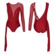 thumbnail image 3 of Jersey de Ballet y gimnasia para mujer, traje de leotardo de danza lírica, malla transparente, manga larga, encaje Floral, retazos, Body con escote en V profundo, 3 of 5