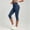 Blue, variant on IUYRTFE Women Solid Color Elastic Waist Capri Yoga Pants Stretch Crop Leggings for Gym Workout Daily Wear