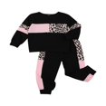 thumbnail image 2 of Toddler Baby Girl Sweatshirt Set Leopard Sweatpants 2PCS Outfits Black 4-5 Years, 2 of 5