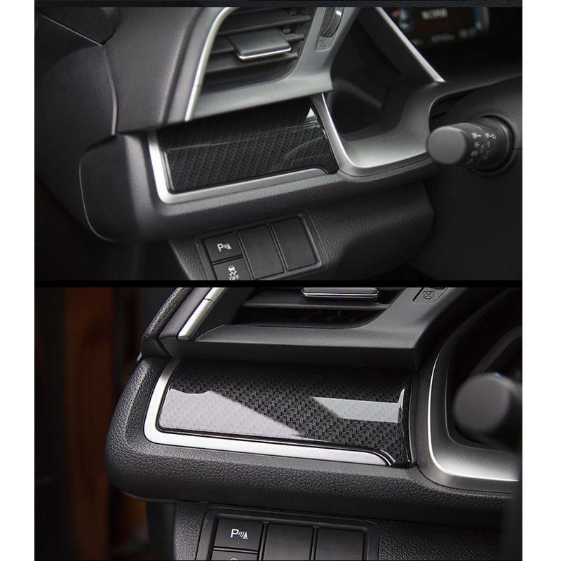 Carbon Fiber Vinyl Dashboard L&R Air Outlet Vent Frame For Honda Civic 2016-2021