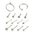 thumbnail image 1 of Visland 70 Pcs/Set Unisex C/O Shape Rhinestone Stainless Steel Nose Stud Piercing Jewelry, 1 of 7