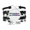 thumbnail image 1 of City Radio Istanbul Building Bracelet Love Accessory Twisted Leather Knitting Rope Wristband, 1 of 3