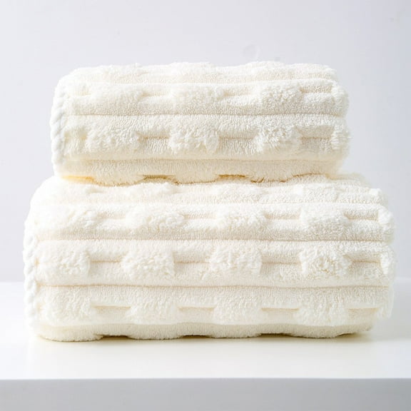 Btomtd Enlarged Fleece Hand Towels for Bathroom, Thickened and Soft Bath Towels for Washing Face, Plush Highly Absorbent Face Towel and Washcloth, 1-Pack, Size 30" x 14", White