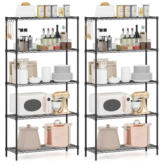Gymax 2PCS 5-Tier Metal Storage Shelving Unit w/V-Shaped Wire Rack for Kitchen Garage