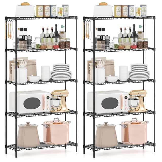 Gymax 2PCS 5-Tier Metal Storage Shelving Unit w/V-Shaped Wire Rack for Kitchen Garage