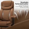 thumbnail image 6 of HomeZeer Big and Tall Executive Office Chair 400LBS, 160°Reclining with Retractable Footrest, PU Leather Desk Chair with Padded Arms, Adjustable Height with Quiet Roller Wheels, Brown, 6 of 11