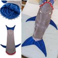 thumbnail image 4 of LZYMSZ Manta de Cola de Tiburón Sirena Doble Polar Tiburón Tiburón Acogedor Cálido en Sofá Cama Regalo de Cumpleaños de Navidad para Niños Adolescentes Saco de Dormir Adepaton XSD-816, 4 of 7