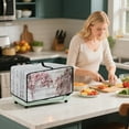 thumbnail image 4 of Renewold Toaster Oven Cover Dust Protection Easy Clean Microwave Oven Air Fryer Dust Cover Polyester Kitchen Countertop Appliance Protector, 20.5 x 16.5 x 10 Inches, Peach Blossom Wood Grain, 4 of 7