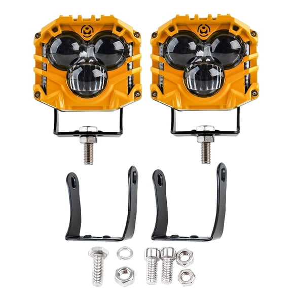 2.5inch LED Pod Lights Three-Eyes 30W LED Fog/Driving/Off Road Lights Cube Spot Pods Light DT Connector for Truck Boat ATV UTV Pickup (Yellow)