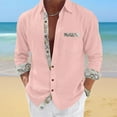 thumbnail image 2 of Atogsazn Men's Linen Shirts Casual Button 3/4 Sleeve Shirt Floral Lightweight Tops Beach Clothing with Pocket 03-Pink S Fashion, 2 of 6