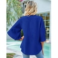 thumbnail image 5 of Women'S Casual Chiffon Blouse Tops 3/4 Ruffled Sleeve V Neck Loose Fit Blouses Shirts Dark blue L, 5 of 6