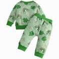 thumbnail image 4 of CAICJ98 Toddler Baby St Patricks Day Outfit Boy Cute Clover Print Long Sleeve Sweatshirt Elastic Pants Infant Spring Clothes (Green,3-6 Months), 4 of 6