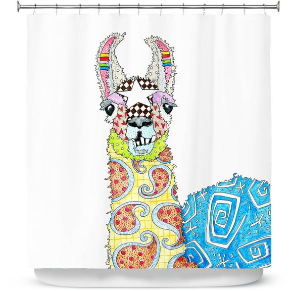 Shower Curtains 70" x 93" from DiaNoche Designs by Marley Ungaro - Llama White
