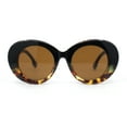 thumbnail image 2 of Womens Classy Plaid Arm Thick Plastic Round Mod Retro Sunglasses Black Tortoise - Brown, 2 of 4