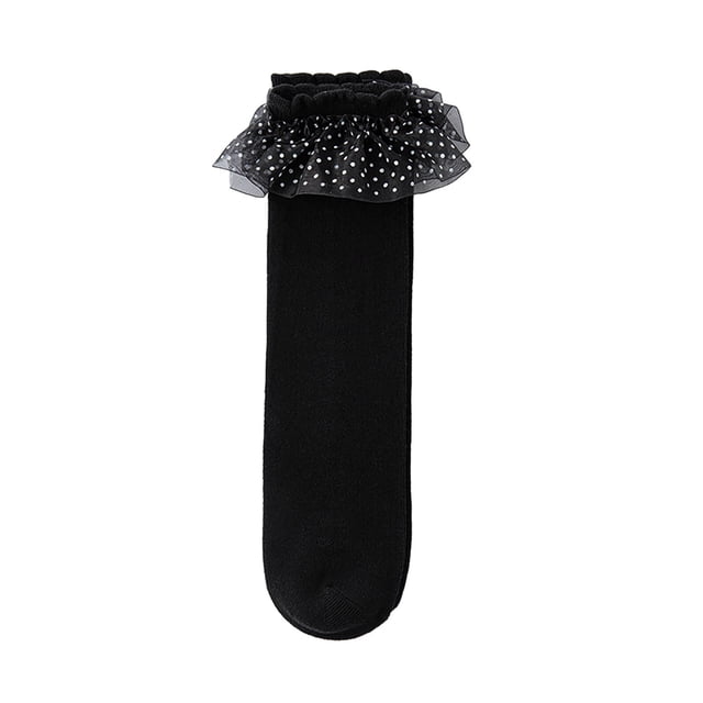 Jamicy Socks for Kids Lace Ruffle Frilly Ankle Socks for Kids Cute Cotton Socks With Lace Bow Ruffle Trim Socks for Girls