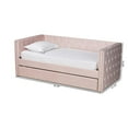 thumbnail image 3 of Bowery Hill Contemporary Pink Velvet Upholstered Twin Size Daybed with Trundle, 3 of 11
