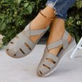 thumbnail image 3 of Rokment Women's Comfortable Closed Toe Wedge Gladiator Walking Sandals Summer Fall Stylish Casual Openwork Elastic Ankle Strap Platform Slingback Dressy Fisherman Shoes Khaki Size 7.5, 3 of 7