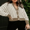 thumbnail image 4 of Cardigan Sweaters for Women Plaid Lightweight Cardigan V Neck Button Down Cardigan Long Sleeve Cable Knit Oversized Sweaters Tops, 4 of 6