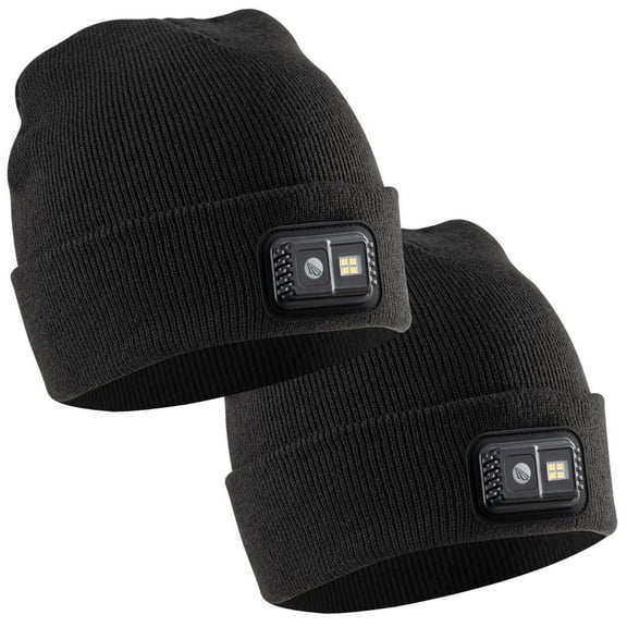 CAPLight Rechargeable 4.0 Knit APX Beanies, 2 Pack (Black)
