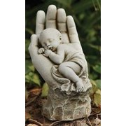 Sleeping Baby in Hands Garden Statue, 11" Tall, Joseph's Studio by Roman 66711