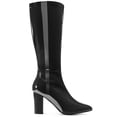 thumbnail image 3 of BLISSFUL STEP Women's GoGo Boot Block Heels Knee High Boots Black 7, 3 of 7