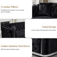 thumbnail image 2 of Wiilayok 84.6" Velvet Button Tufted Sofa,Mid-Century Classic Chesterfield Sofa Couch with Thick Backrest&Armrest,Silver Steel Accents,3 Seat Sofa Couches for Living Room,Black, 2 of 9