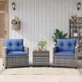 thumbnail image 1 of IdealHouse 3-Piece PE Rattan Patio Set, Outdoor Chairs Glass Table, All-Weather Conversation Set for Patio Balcony, 1 of 6