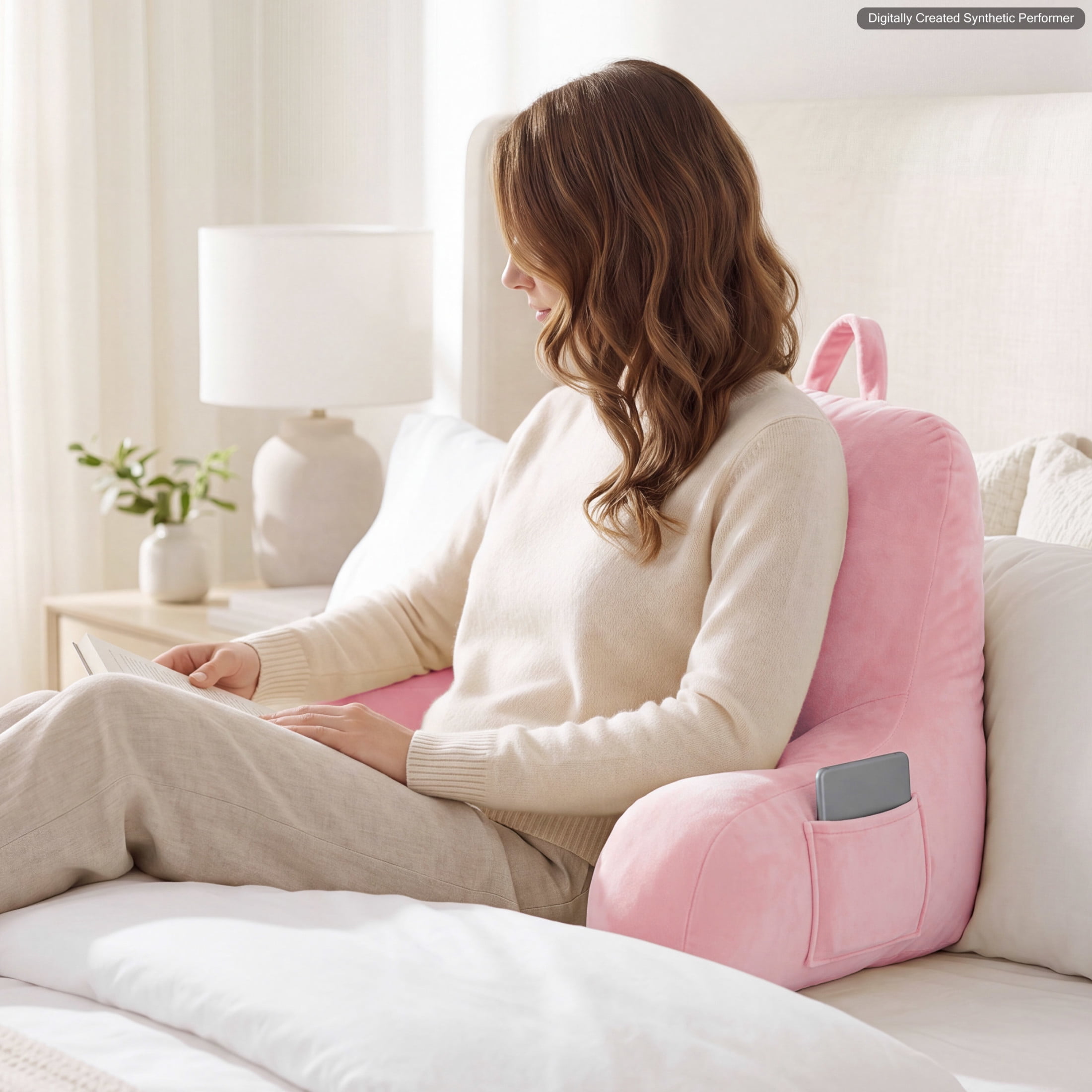 The Sheet Lab Plush Backrest Pillow, Pink, 30" x 17" x 17"