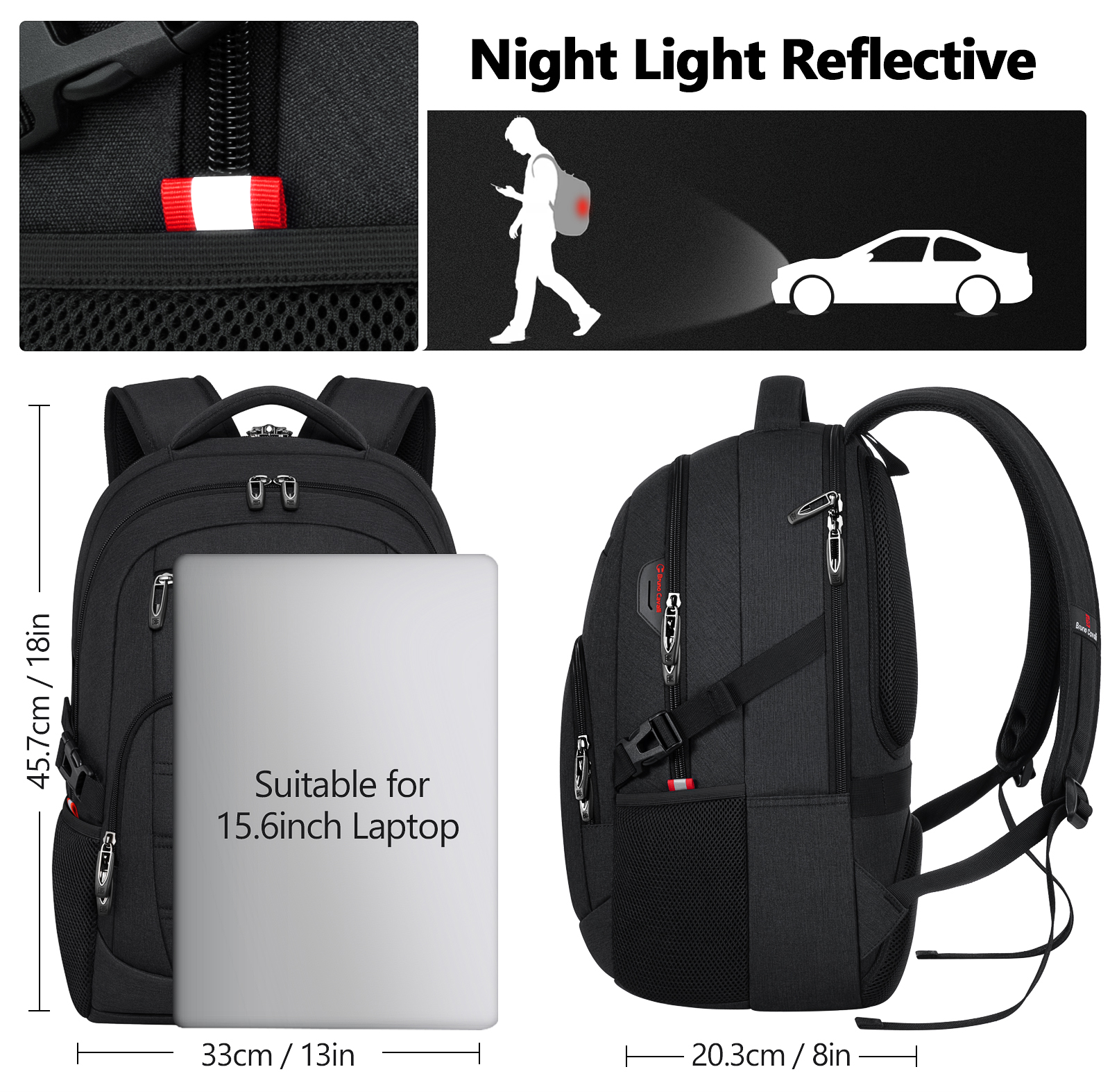 UKEIN 15.6" Laptop Backpack, Black photo 4