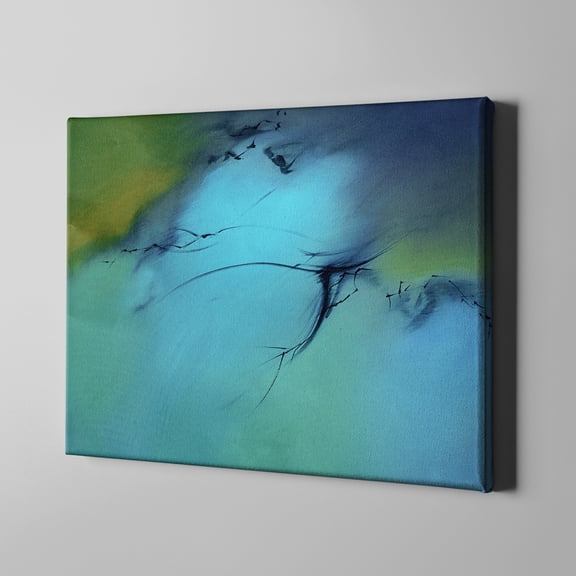 Unlimited Art Project - Sky Blue Modern Abstract Canvas Wall Art Unique Print Living Room