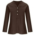 thumbnail image 5 of SDNall Womens V-Neck Long Sleeve Loose Button Cotton And Linen Tunic Summer Blouse, 5 of 9