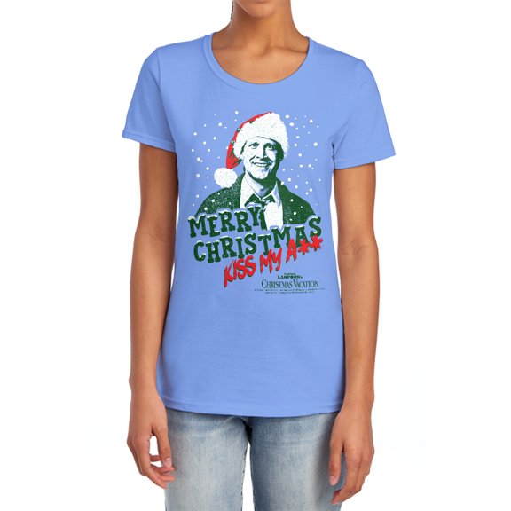 Christmas Vacation Merry Christmas Women's T Shirt, Carolina Blue, Small