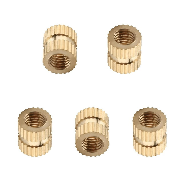 HUGFEGWE Knurled Insert Nuts, Female Thread Brass Embedment Nut M3x6mm H x 5mm OD Heat Set Insert Nut for Printing 3D Printer and More Projects 20Pcs CJB91-25040