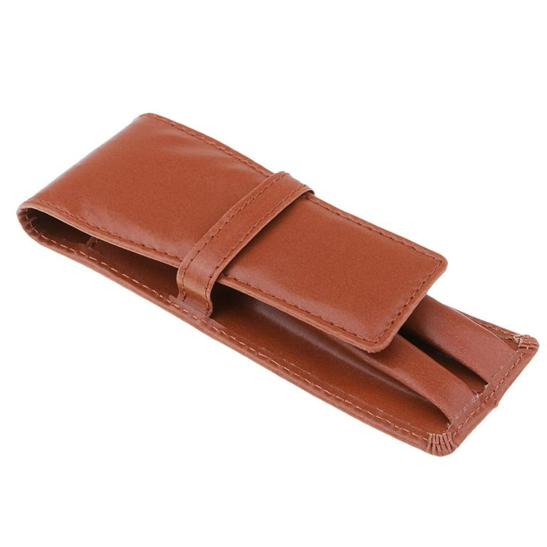 3 Slots Real Leather Fountain Pen Case, Red Pen Holder Pouch Bag