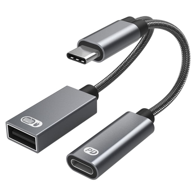 Adaptador USB Sunnimix con cable de Carga rápida 2 en 1 gris