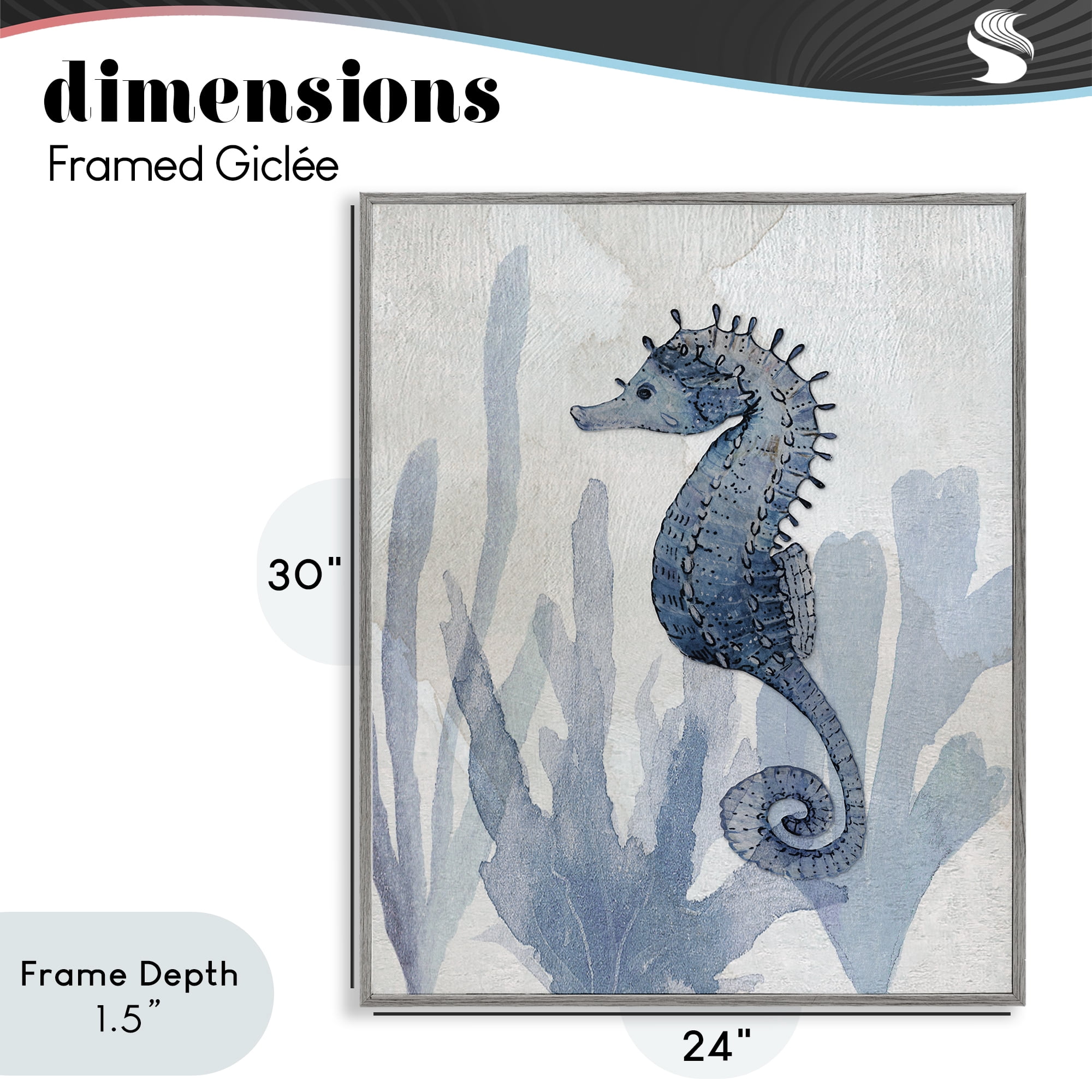 Stupell Industries Organic Seaweed & Seahorse Gray Framed Giclee Art, design by Susan Jill