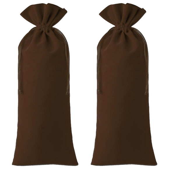 Bolsas y Bisuteria LongPouchBrowm 2Pzas Marrón 15x35cm Terciopelo Bolsa de Botella.