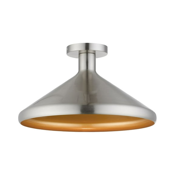 40950-91 Livex Lighting Geneva - 1 Light Semi-Flush Mount In Urban Style-8.75 Inches Tall and 15.25 Inches Wide-Brushed Nickel Finish