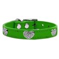 thumbnail image 2 of Mirage Pet Products Crystal & Leather Heart Dog Collar, Emerald Green, M, 2 of 3