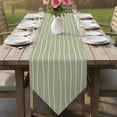thumbnail image 6 of Sage Green Striped Table Runner Linen Burlap Table Runner 72 Inches Long Modern Minimalist Boho Stripes Dresser Scarves for Kitchen Island Coffee Dining Room Party Wedding Holiday Decoration 14"x72", 6 of 8