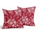 thumbnail image 2 of Vintage Floral Pillow Covers 20x20 Inch Set of 2 Wine Red Floral Outdoor Decorative Throw Pillows Chinoiserie Flower Pillowcases Rustic Farmhouse Cushion Covers for Couch Home Decor, 2 of 6